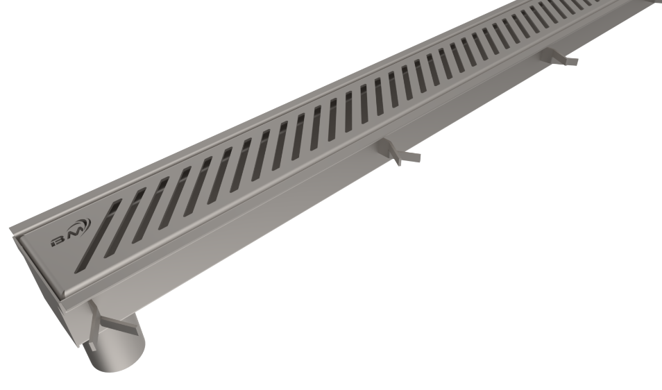 Canaleta de Drenagem Linear em Aço Inox AISI 304 com Grelha Ranhurada - Brasmaq